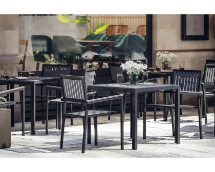 BLNK - Harris Commercial Indoor-Outdoor Stacking Club Chairs with Black Poly Resin Slatted Backs and Seats Set of 2