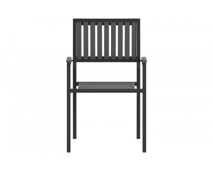 BLNK - Harris Commercial Indoor-Outdoor Stacking Club Chairs with Black Poly Resin Slatted Backs and Seats Set of 2