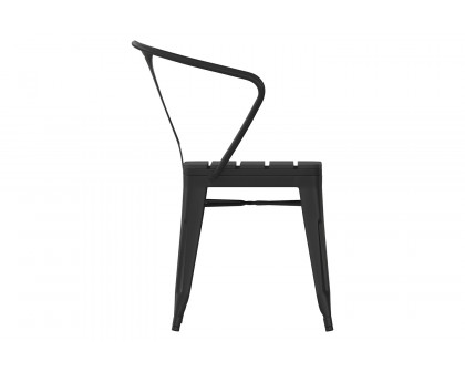 BLNK - Helvey Commercial Indoor-Outdoor Stacking Arm Chair with Vertical Slat Back and Poly Resin Slatted Seat