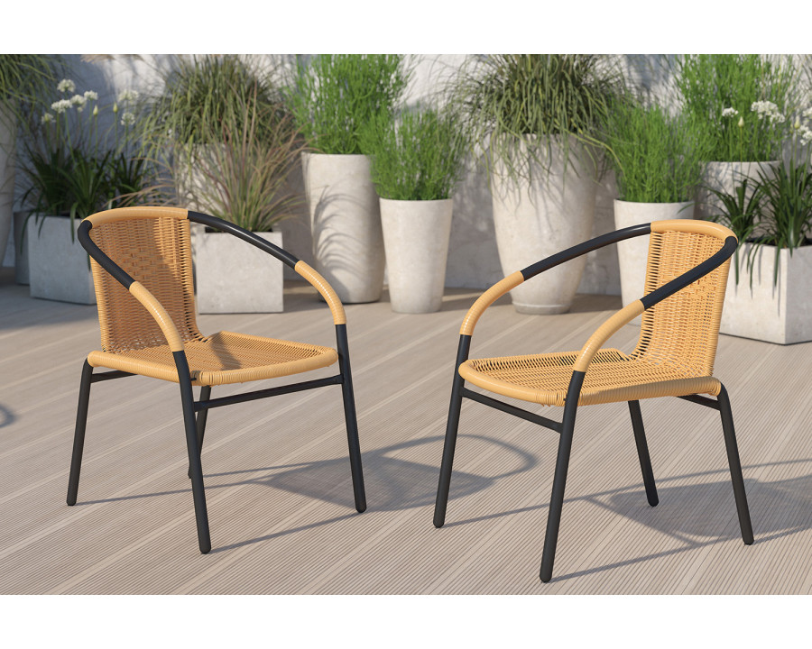 BLNK Lila Indoor-Outdoor Rattan Restaurant Stack Chair 2 Pack