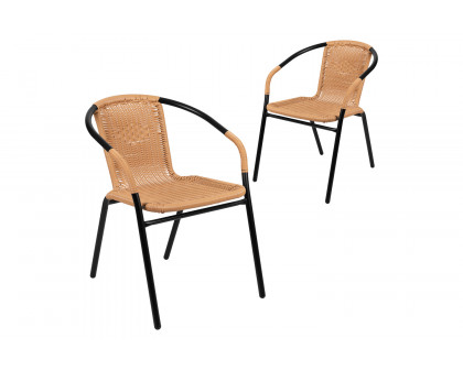 BLNK Lila Indoor-Outdoor Rattan Restaurant Stack Chair 2 Pack