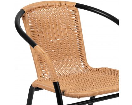 BLNK Lila Indoor-Outdoor Rattan Restaurant Stack Chair 2 Pack - Beige