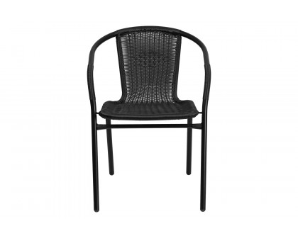 BLNK Lila Indoor-Outdoor Rattan Restaurant Stack Chair 2 Pack - Black