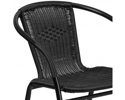 BLNK Lila Indoor-Outdoor Rattan Restaurant Stack Chair 2 Pack - Black