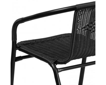 BLNK Lila Indoor-Outdoor Rattan Restaurant Stack Chair 2 Pack - Black