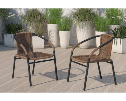 BLNK Lila Indoor-Outdoor Rattan Restaurant Stack Chair 2 Pack