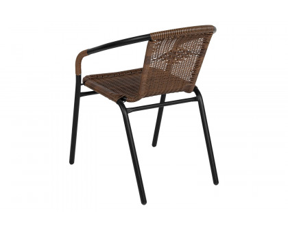 BLNK Lila Indoor-Outdoor Rattan Restaurant Stack Chair 2 Pack - Medium Brown