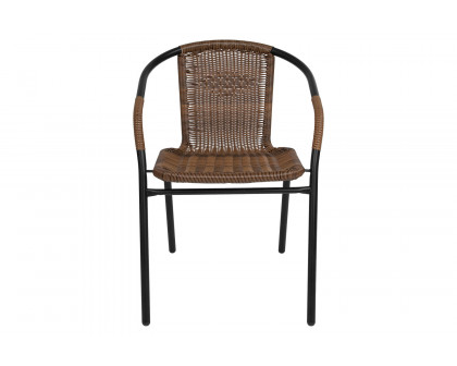 BLNK Lila Indoor-Outdoor Rattan Restaurant Stack Chair 2 Pack - Medium Brown