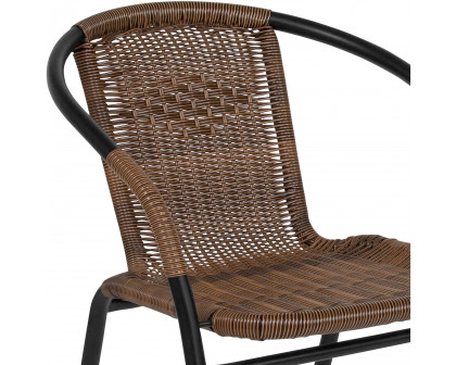 BLNK Lila Indoor-Outdoor Rattan Restaurant Stack Chair 2 Pack - Medium Brown