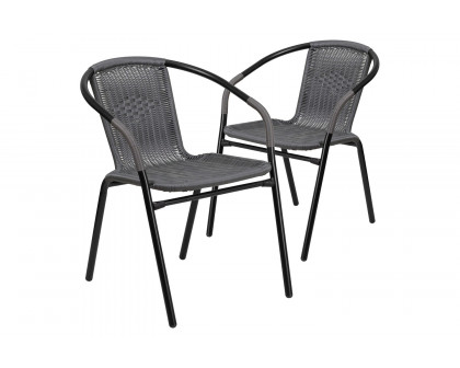 BLNK Lila Indoor-Outdoor Rattan Restaurant Stack Chair 2 Pack - Gray