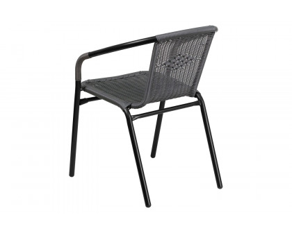 BLNK Lila Indoor-Outdoor Rattan Restaurant Stack Chair 2 Pack - Gray