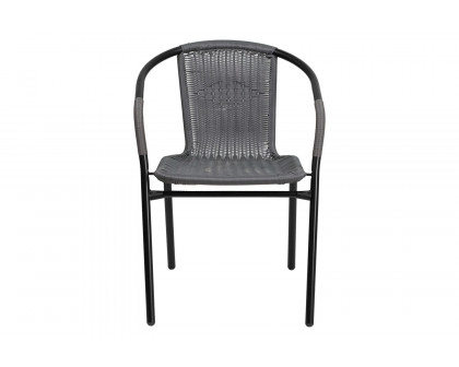 BLNK Lila Indoor-Outdoor Rattan Restaurant Stack Chair 2 Pack - Gray