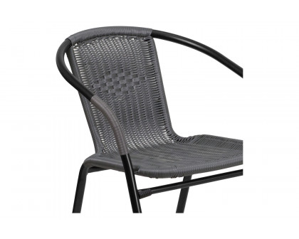 BLNK Lila Indoor-Outdoor Rattan Restaurant Stack Chair 2 Pack - Gray