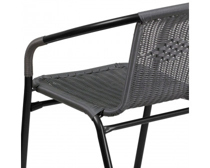 BLNK Lila Indoor-Outdoor Rattan Restaurant Stack Chair 2 Pack - Gray