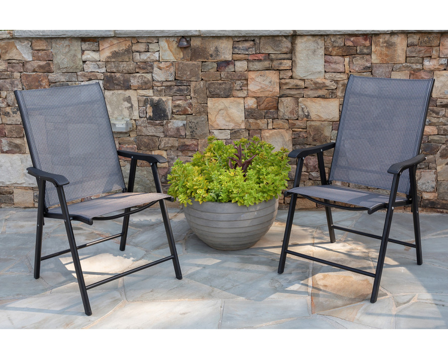 BLNK - Paladin Gray Outdoor Folding Patio Sling Chair with Black Frame (2 Pack)