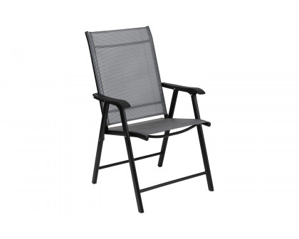 BLNK - Paladin Gray Outdoor Folding Patio Sling Chair with Black Frame (2 Pack)