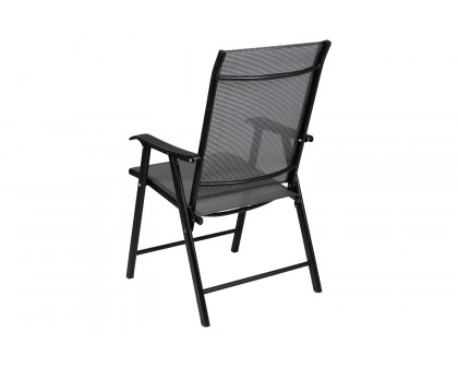 BLNK - Paladin Gray Outdoor Folding Patio Sling Chair with Black Frame (2 Pack)