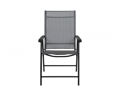 BLNK - Paladin Gray Outdoor Folding Patio Sling Chair with Black Frame (2 Pack)