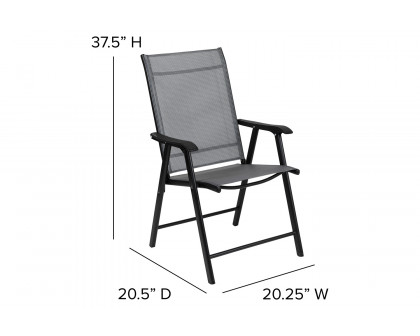 BLNK - Paladin Gray Outdoor Folding Patio Sling Chair with Black Frame (2 Pack)