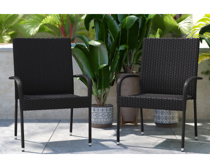 BLNK - Maxim Stackable Indoor-Outdoor Wicker Dining Chairs with Arms Set of 2