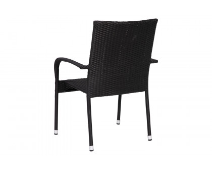 BLNK Maxim Stackable Indoor-Outdoor Wicker Dining Chairs with Arms Set of 2 - Black