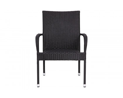 BLNK Maxim Stackable Indoor-Outdoor Wicker Dining Chairs with Arms Set of 2 - Black