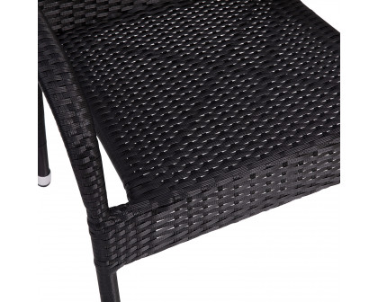 BLNK Maxim Stackable Indoor-Outdoor Wicker Dining Chairs with Arms Set of 2 - Black