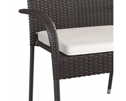 BLNK Maxim Stackable Indoor-Outdoor Wicker Dining Chairs with Cream Seat Cushions Set of 2 - Espresso