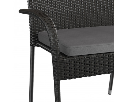 BLNK - Maxim Stackable Indoor-Outdoor Wicker Dining Chairs with Gray Seat Cushions Set of 2