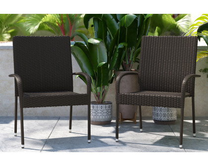 BLNK - Maxim Stackable Indoor-Outdoor Wicker Dining Chairs with Arms Set of 2