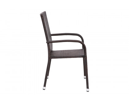 BLNK Maxim Stackable Indoor-Outdoor Wicker Dining Chairs with Arms Set of 2 - Espresso