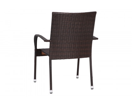 BLNK Maxim Stackable Indoor-Outdoor Wicker Dining Chairs with Arms Set of 2 - Espresso