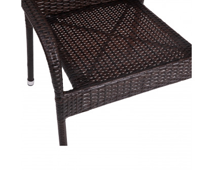 BLNK Maxim Stackable Indoor-Outdoor Wicker Dining Chairs with Arms Set of 2 - Espresso