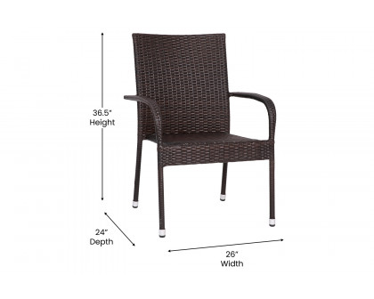 BLNK Maxim Stackable Indoor-Outdoor Wicker Dining Chairs with Arms Set of 2 - Espresso