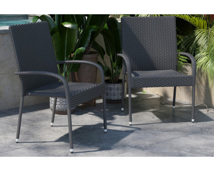 BLNK - Maxim Stackable Indoor-Outdoor Wicker Dining Chairs with Arms Set of 2