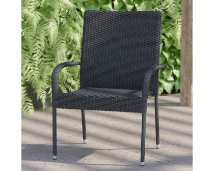 BLNK Maxim Stackable Indoor-Outdoor Wicker Dining Chairs with Arms Set of 2 - Gray