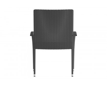 BLNK Maxim Stackable Indoor-Outdoor Wicker Dining Chairs with Arms Set of 2 - Gray