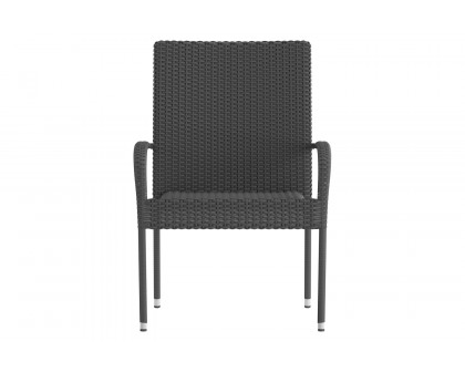 BLNK Maxim Stackable Indoor-Outdoor Wicker Dining Chairs with Arms Set of 2 - Gray