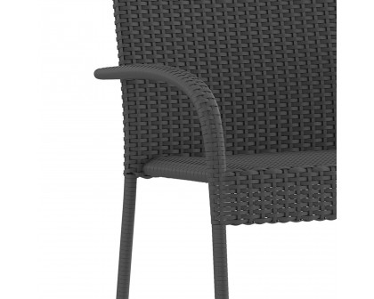 BLNK Maxim Stackable Indoor-Outdoor Wicker Dining Chairs with Arms Set of 2 - Gray