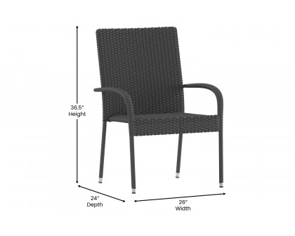 BLNK Maxim Stackable Indoor-Outdoor Wicker Dining Chairs with Arms Set of 2 - Gray