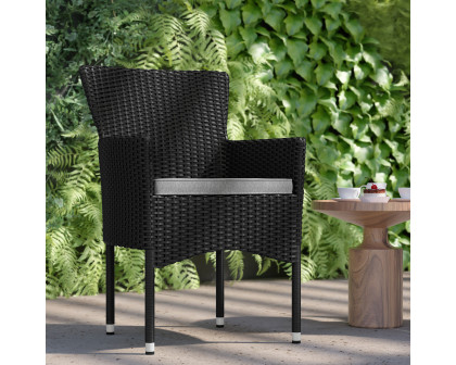 BLNK Maxim Modern Wicker Patio Arm Chairs Set of 2 - Black/Gray