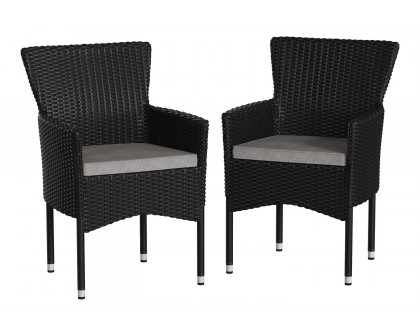 BLNK Maxim Modern Wicker Patio Arm Chairs Set of 2 - Black/Gray