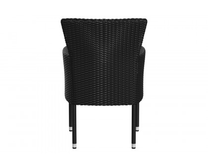 BLNK Maxim Modern Wicker Patio Arm Chairs Set of 2 - Black/Gray