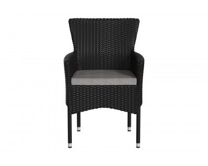 BLNK Maxim Modern Wicker Patio Arm Chairs Set of 2 - Black/Gray