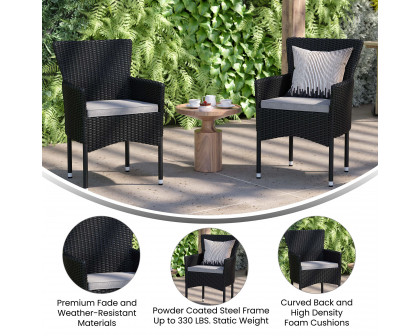 BLNK Maxim Modern Wicker Patio Arm Chairs Set of 2 - Black/Gray