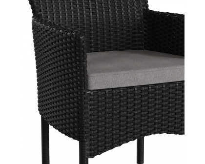 BLNK Maxim Modern Wicker Patio Arm Chairs Set of 2 - Black/Gray