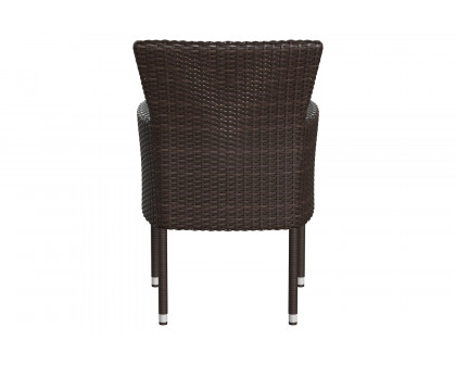 BLNK Maxim Modern Wicker Patio Arm Chairs Set of 2 - Espresso/Cream