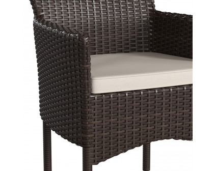 BLNK Maxim Modern Wicker Patio Arm Chairs Set of 2 - Espresso/Cream