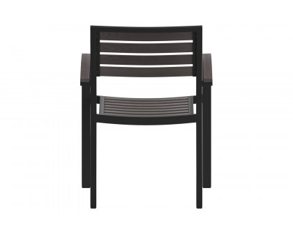 BLNK Lark Commercial Outdoor Black Aluminum Stackable Faux Side Patio Chairs Set of 2 - Gray Wash