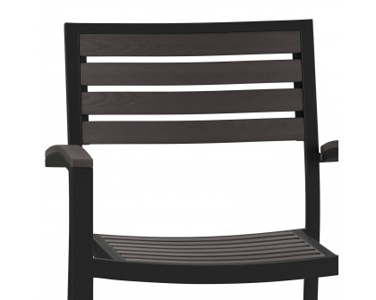 BLNK Lark Commercial Outdoor Black Aluminum Stackable Faux Side Patio Chairs Set of 2 - Gray Wash